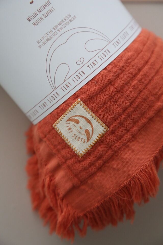 Turuncu 4 Katlı Müslin Battaniye