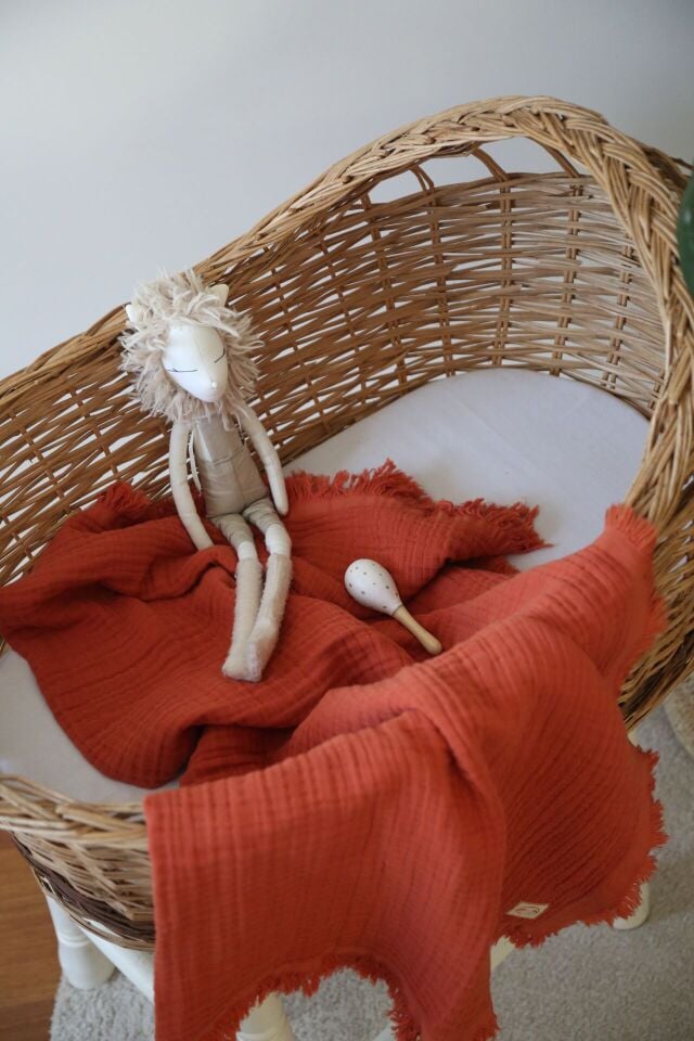 Turuncu 4 Katlı Müslin Battaniye