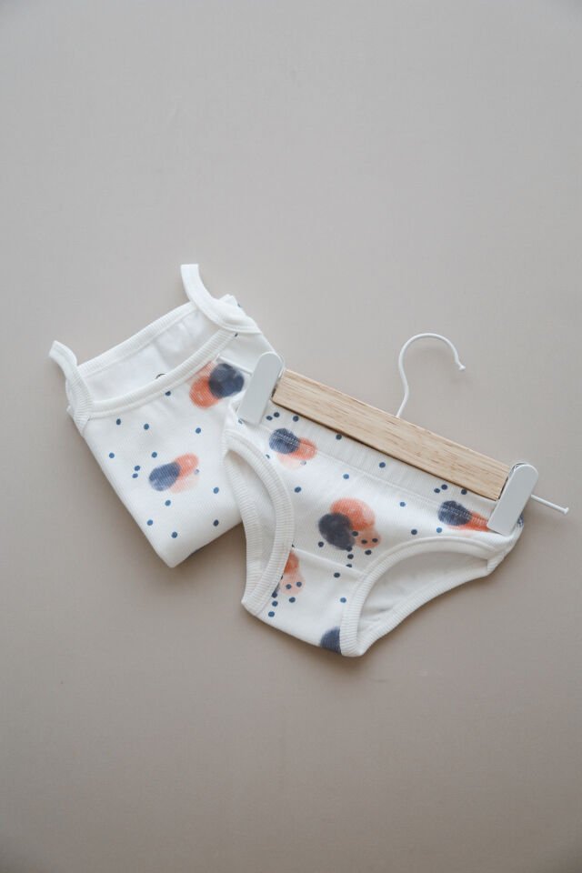 Pamuklu Kız Çocuk Atlet&Slip Külot İç Çamaşırı 2 Parça Set Desenli