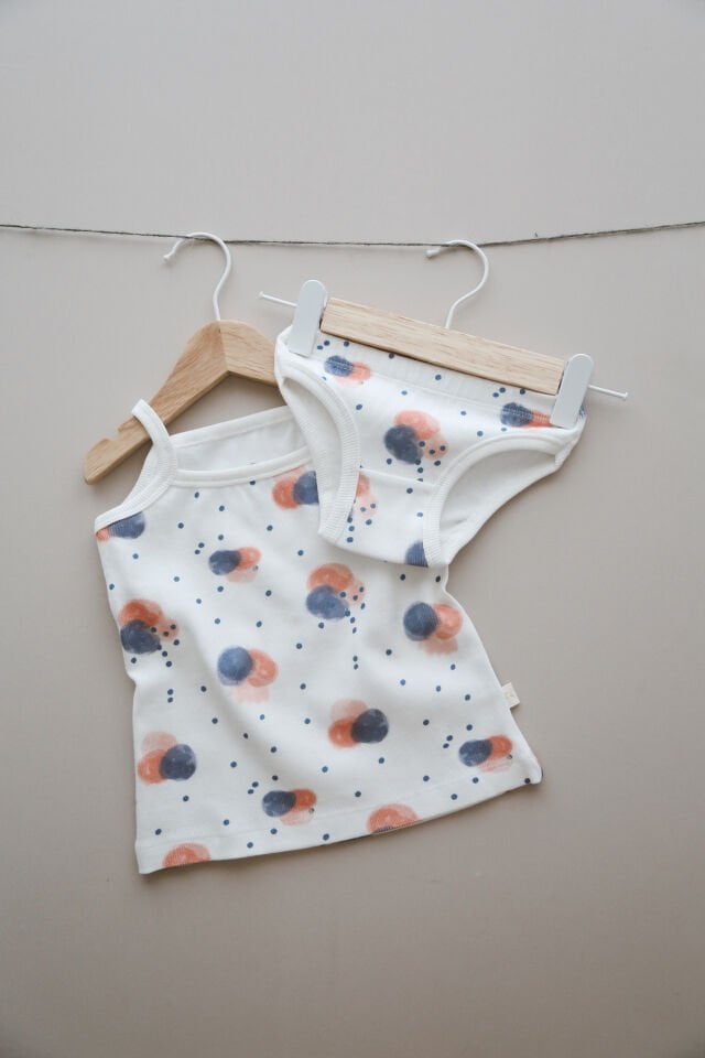 Pamuklu Kız Çocuk Atlet&Slip Külot İç Çamaşırı 2 Parça Set Desenli